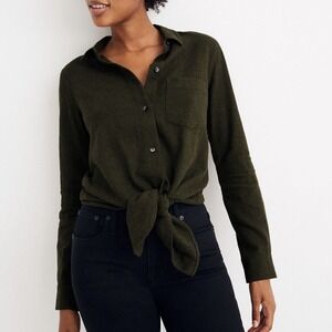 Olive Green Women's Button-Up Top